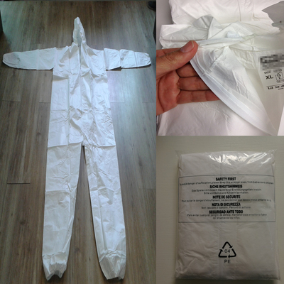 Tyvek SMS ชุดคลุมป้องกันแบบใช้แล้วทิ้งที่คล้ายกันชุดคลุมป้องกันแบบไม่ทอ