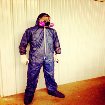 55gsm Disposable Coverall Man ชุดป้องกันกันน้ำ